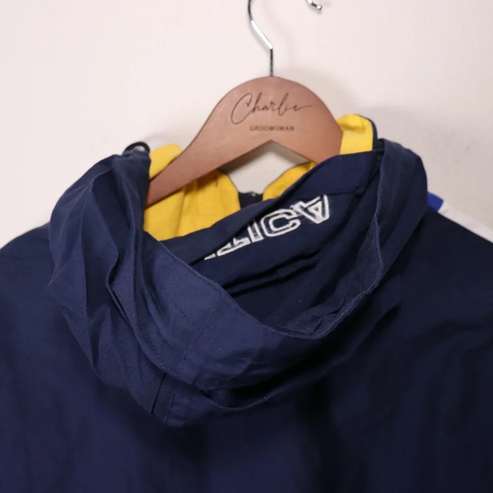 Vintage 90's Nautica Sailing Jacket Navy Blue White Yellow